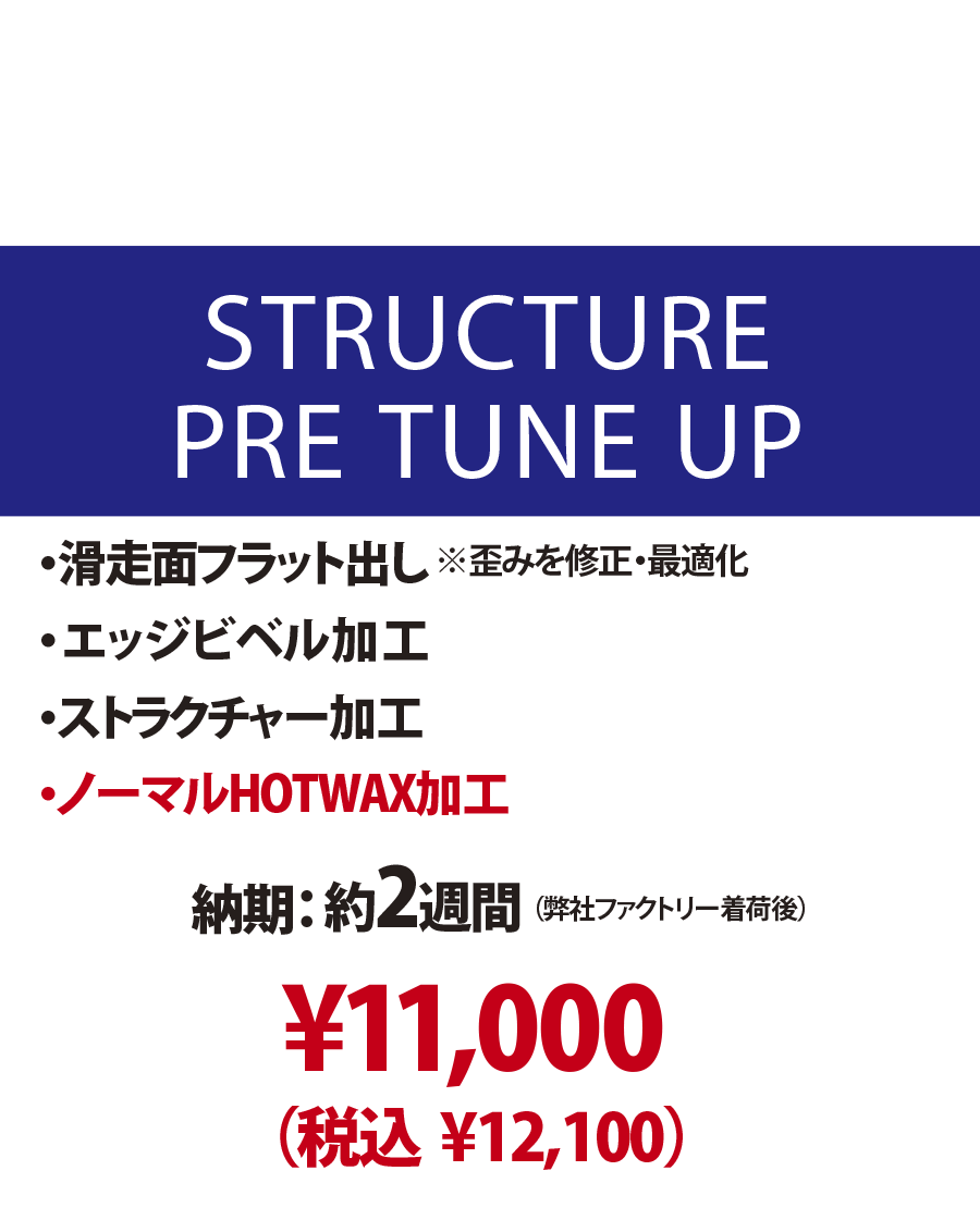 【新品ボード専用 チューンナップメニュー】STRUCTURE PRE TUNE UP