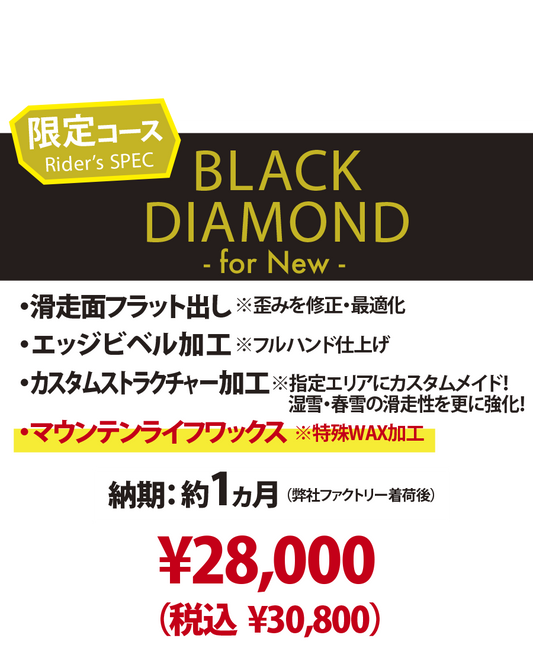 【新品ボード専用 チューンナップメニュー】BLACK DIAMOND - for New -