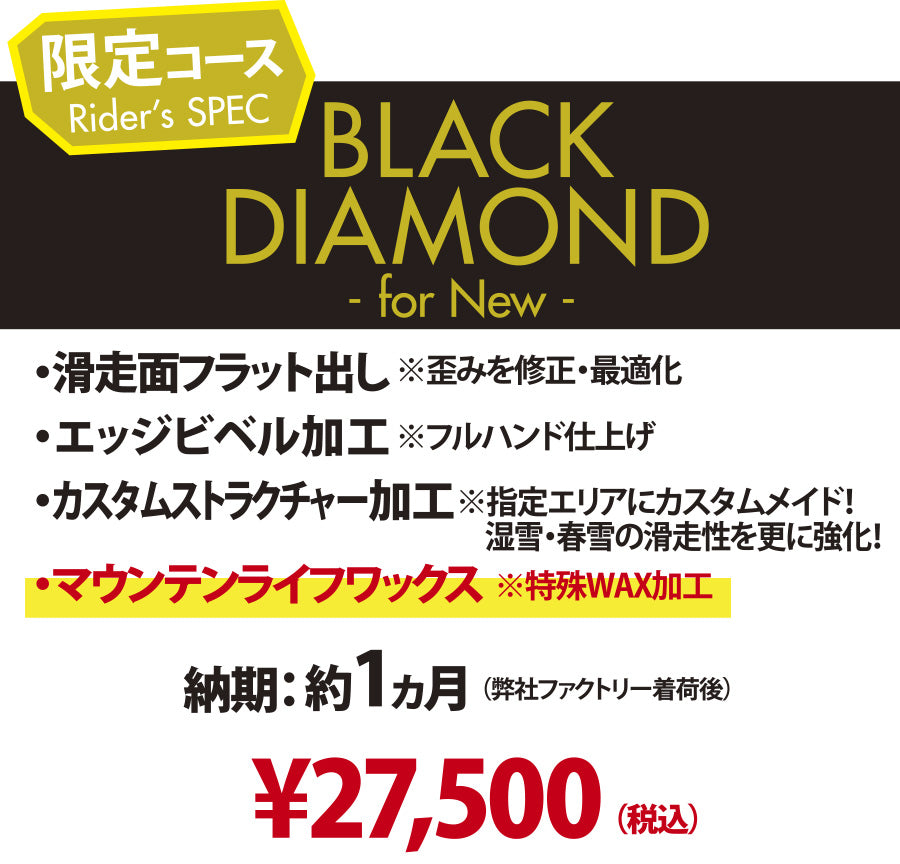 【新品ボード専用    チューンナップメニュー】BLACK DIAMOND - for New -